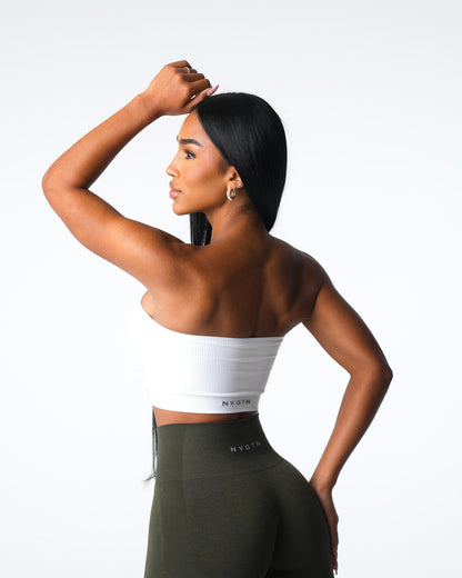 Women White Conquer Ribbed Seamless Bra | NVGTN