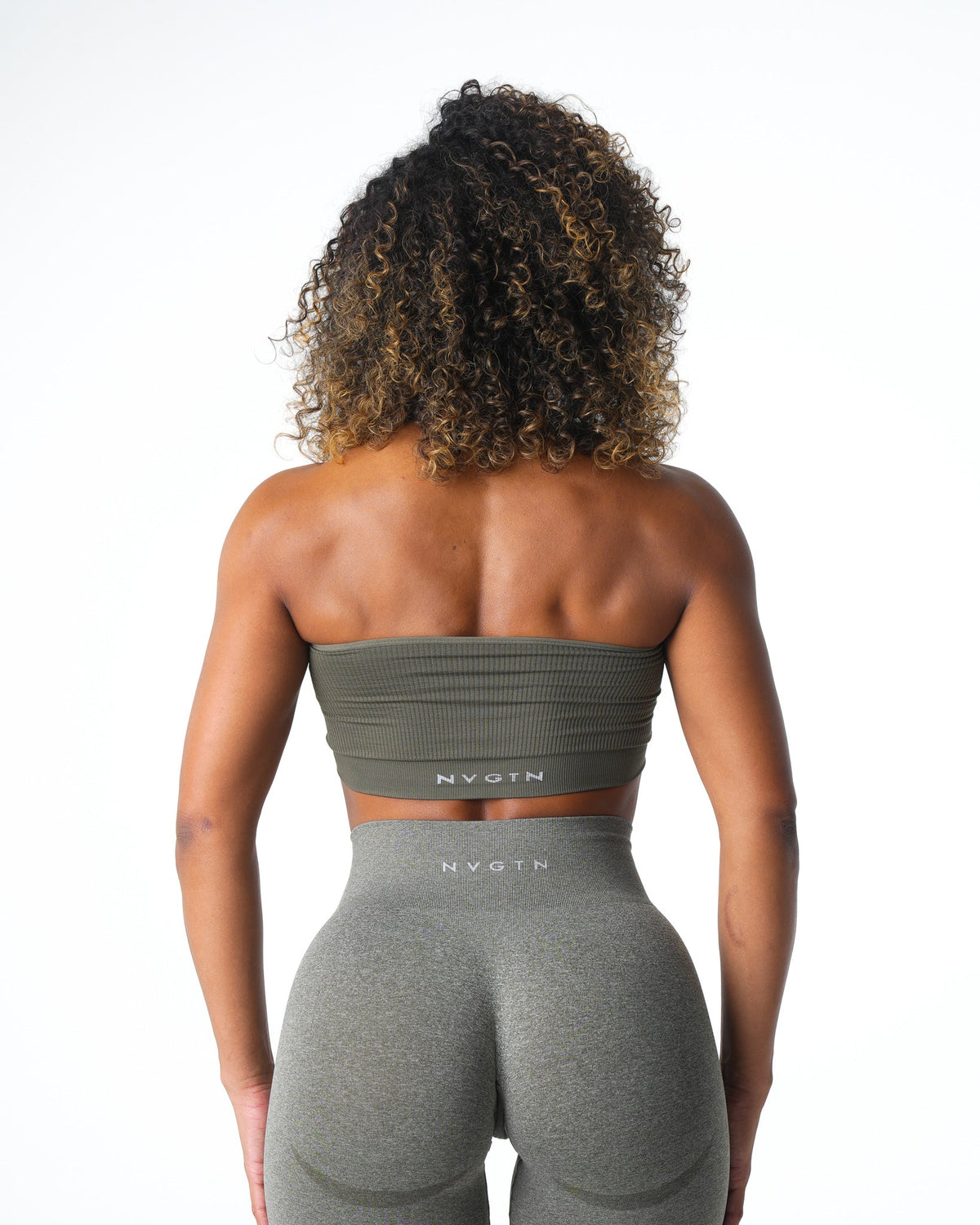 Women Khaki Green Conquer Ribbed Seamless Bra | NVGTN