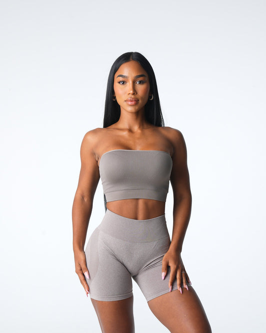 Women Taupe Conquer Ribbed Seamless Bra | NVGTN