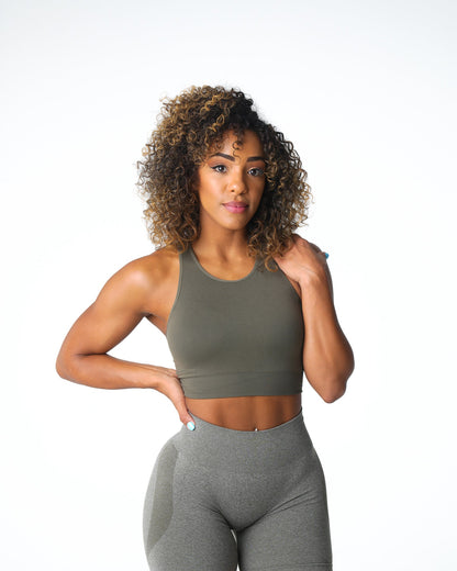 Women Khaki Green Resilience Seamless Bra | NVGTN