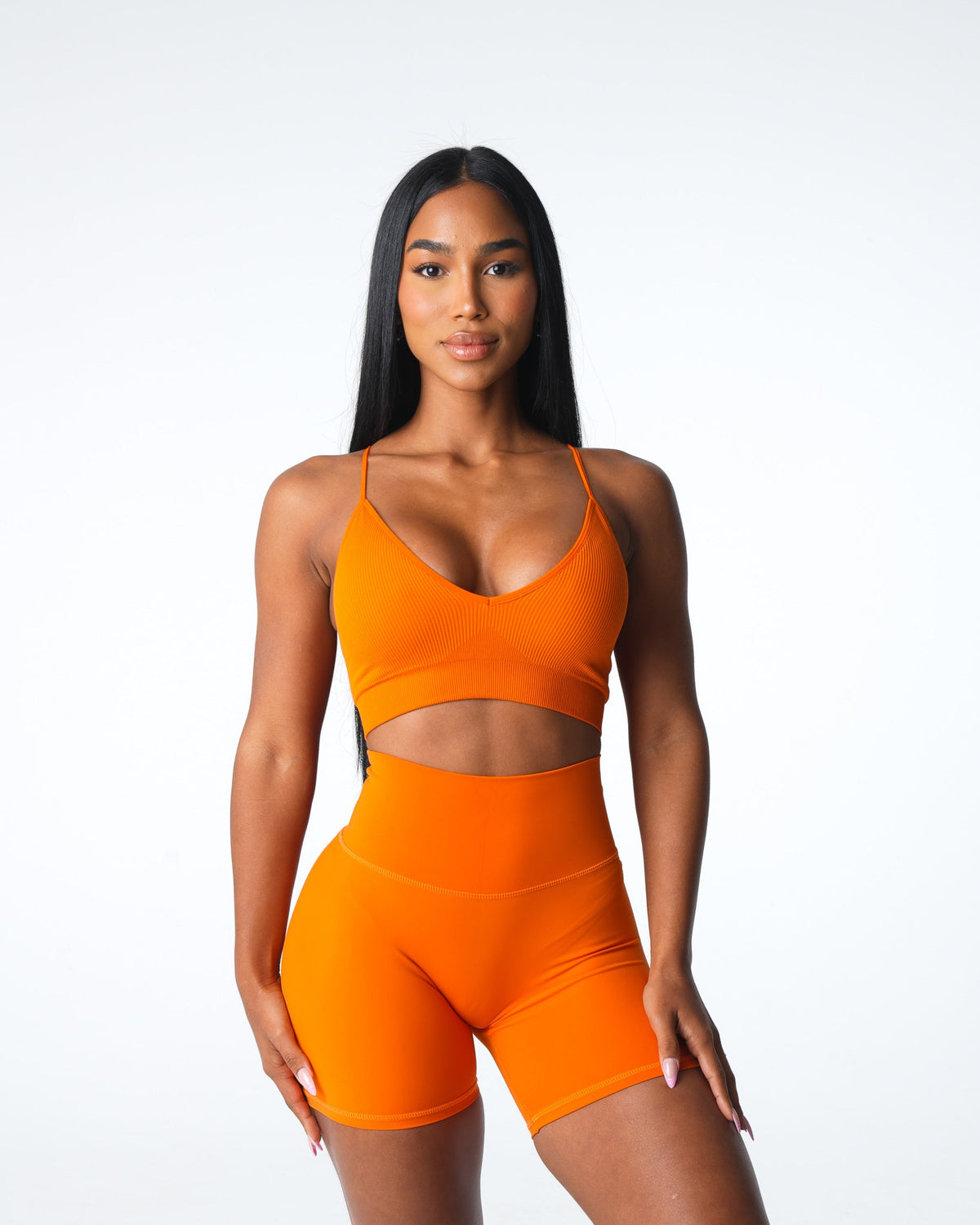 Women Pumpkin Spice Glimpse Ribbed Seamless Bra | NVGTN