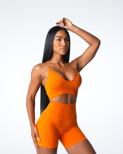 Women Pumpkin Spice Glimpse Ribbed Seamless Bra | NVGTN