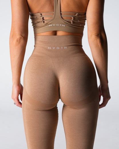 Women Beige Performance Seamless Leggings | NVGTN
