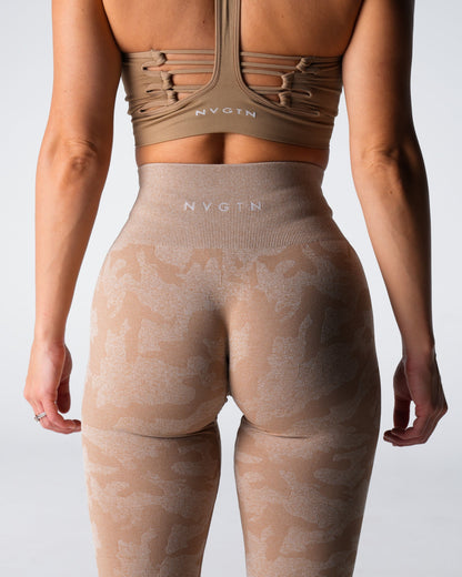Women Beige Camo Seamless Leggings | NVGTN