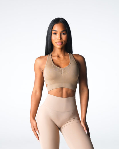 Women Beige Rise Seamless Bra | NVGTN