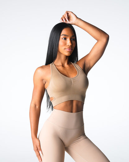 Women Beige Rise Seamless Bra | NVGTN