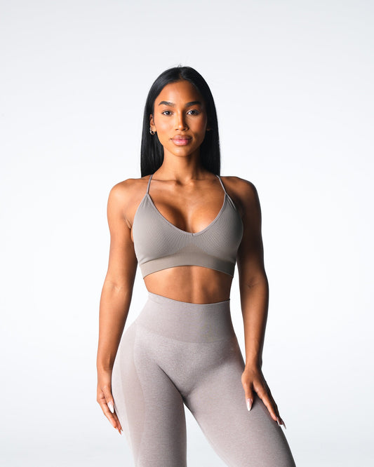 Women Taupe Glimpse Ribbed Seamless Bra | NVGTN