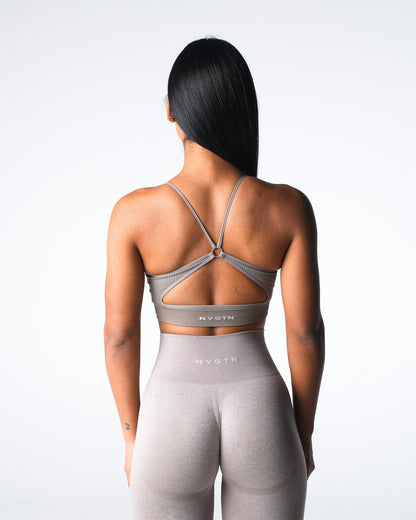 Women Taupe Glimpse Ribbed Seamless Bra | NVGTN