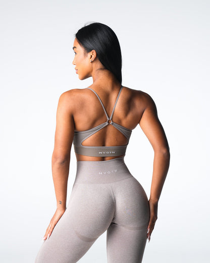 Women Taupe Glimpse Ribbed Seamless Bra | NVGTN