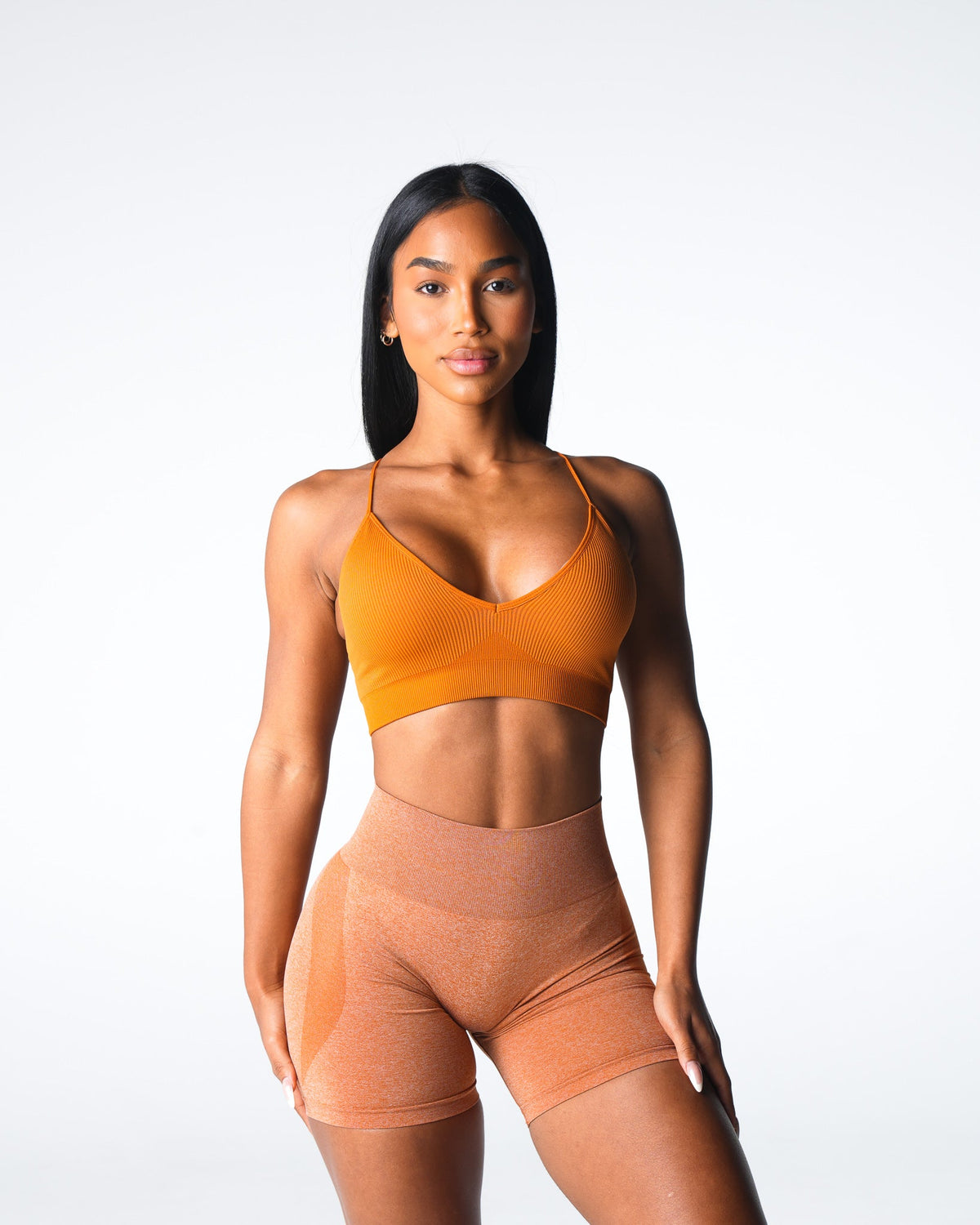 Women Terracotta Glimpse Ribbed Seamless Bra | NVGTN
