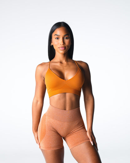 Women Terracotta Glimpse Ribbed Seamless Bra | NVGTN