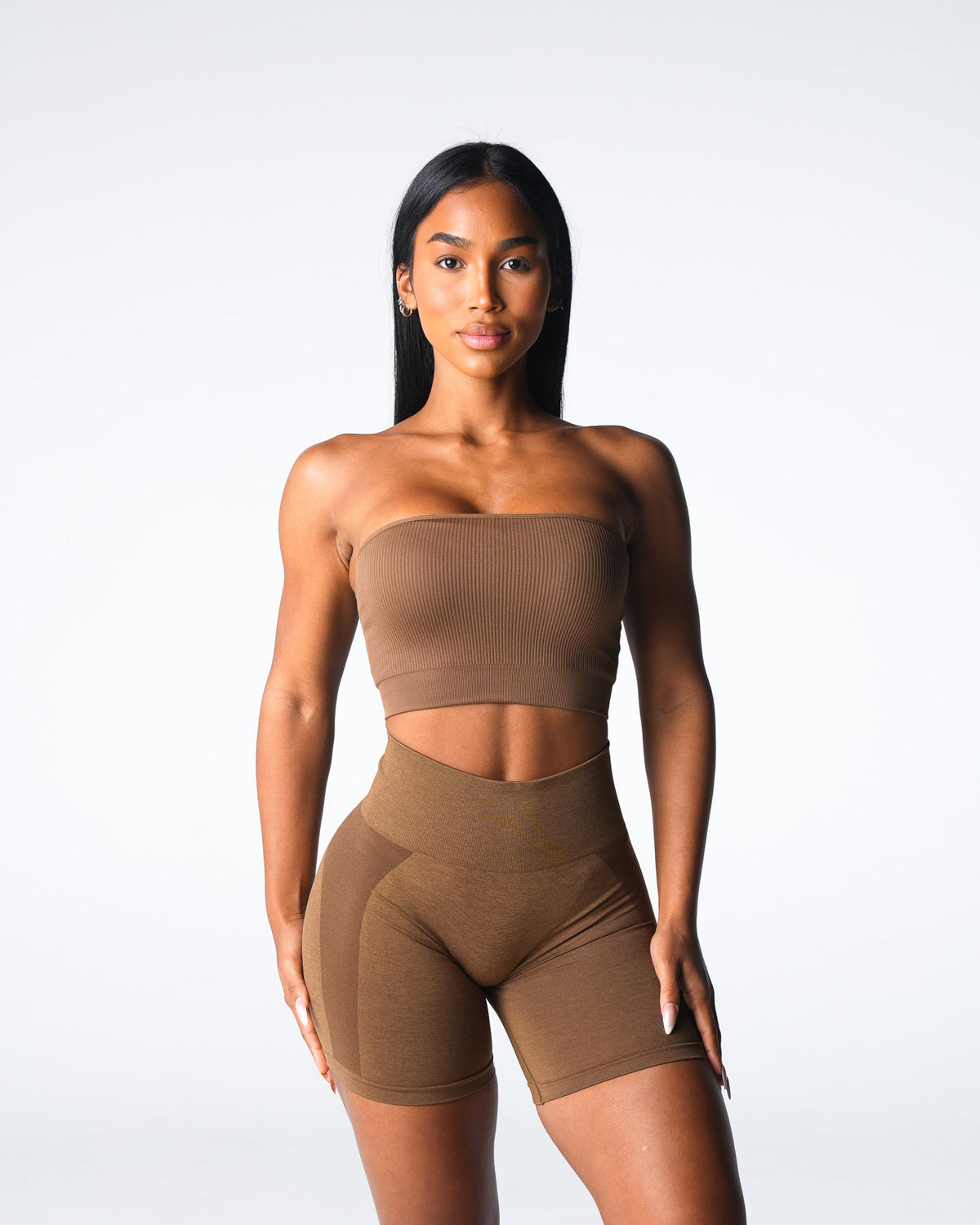 Women Mocha Conquer Ribbed Seamless Bra | NVGTN