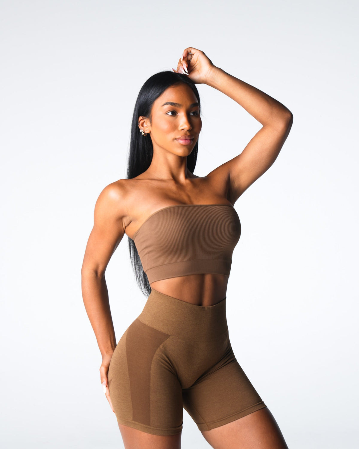 Women Mocha Conquer Ribbed Seamless Bra | NVGTN