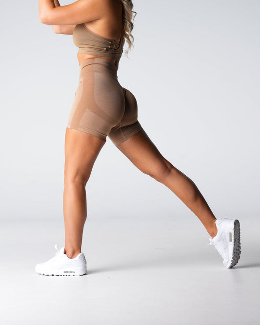 Women Beige Performance Seamless Shorts | NVGTN