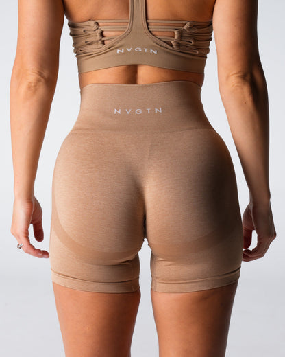 Women Beige Performance Seamless Shorts | NVGTN