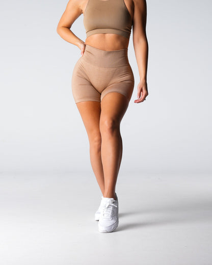 Women Beige Performance Seamless Shorts | NVGTN
