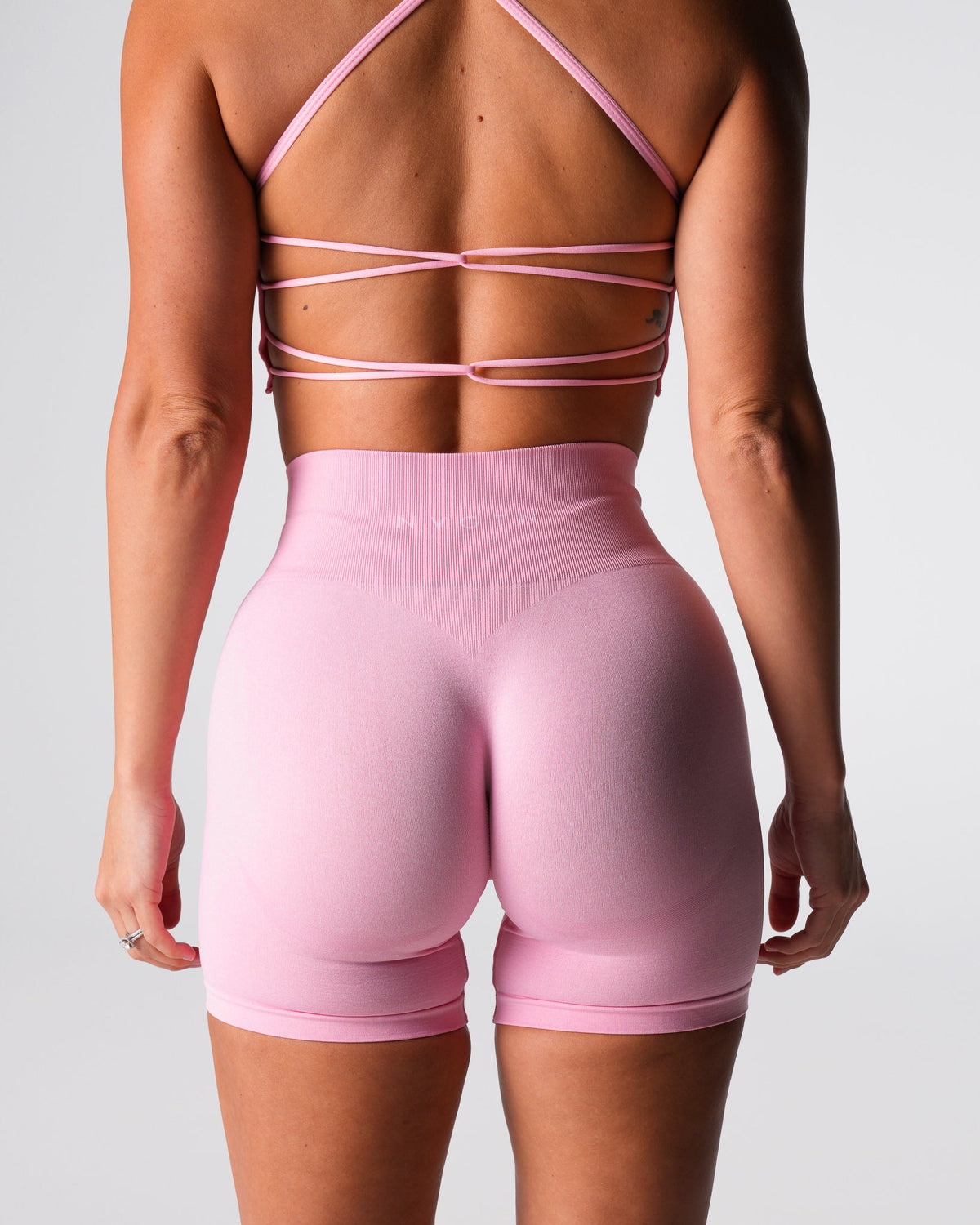 Women Baby Pink Contour Seamless Shorts | NVGTN