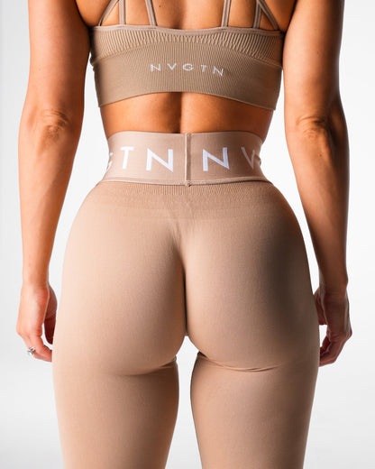 Women Beige Sport Seamless Leggings | NVGTN