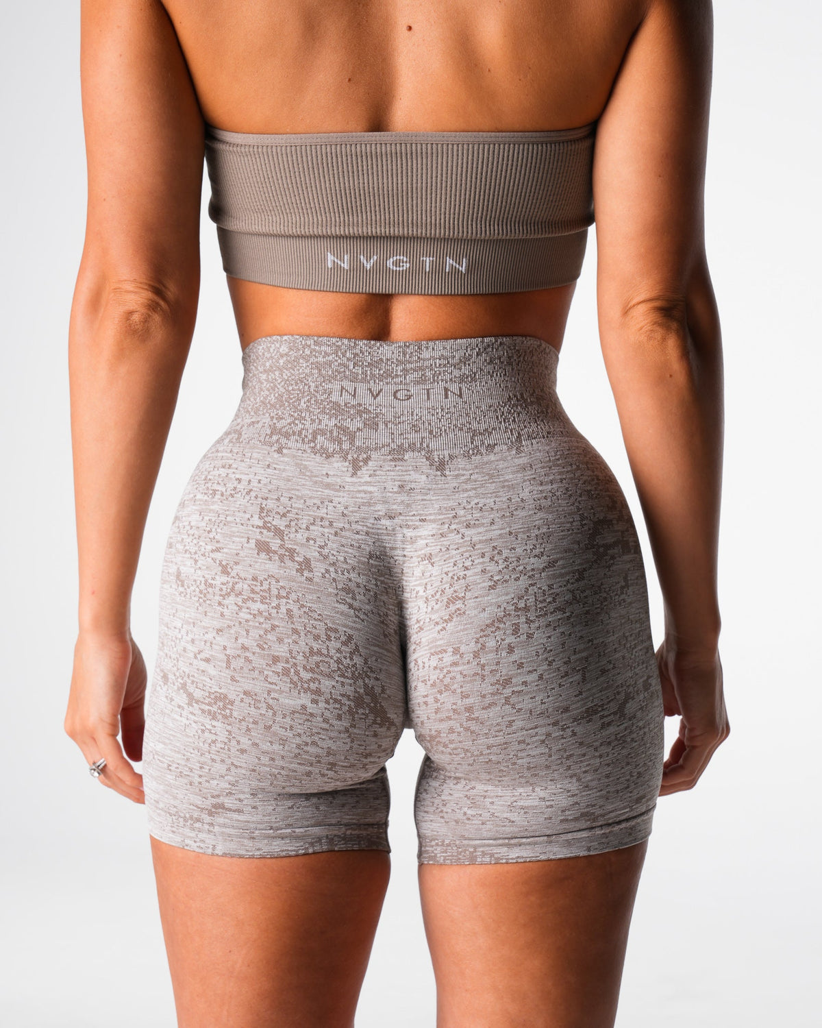 Women Taupe Digital Seamless Shorts | NVGTN
