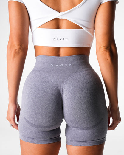 Women Grey Mid Rise Contour Seamless Shorts | NVGTN