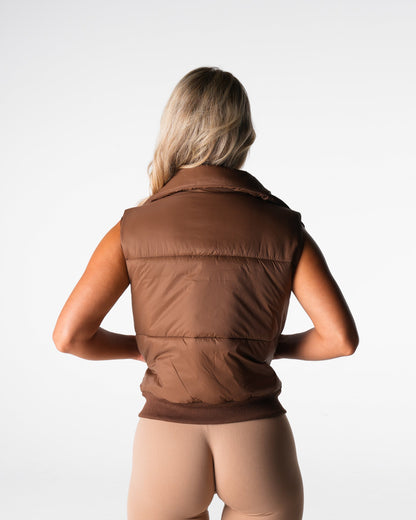 Women Brown Cloud Puffer Vest | NVGTN