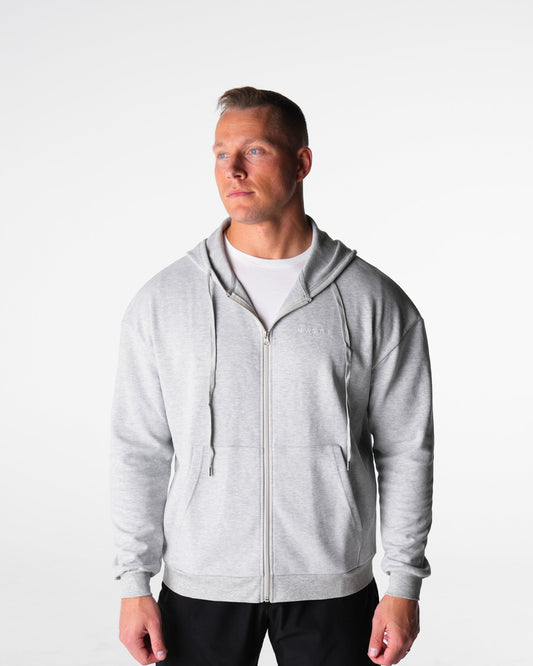 Men Light Grey Elite Full Zip Hoodie | NVGTN