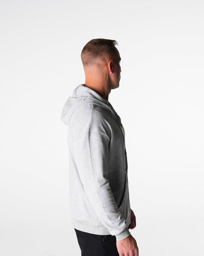 Men Light Grey Elite Full Zip Hoodie | NVGTN