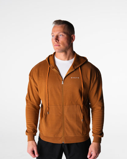 Men Copper Brown Elite Full Zip Hoodie | NVGTN