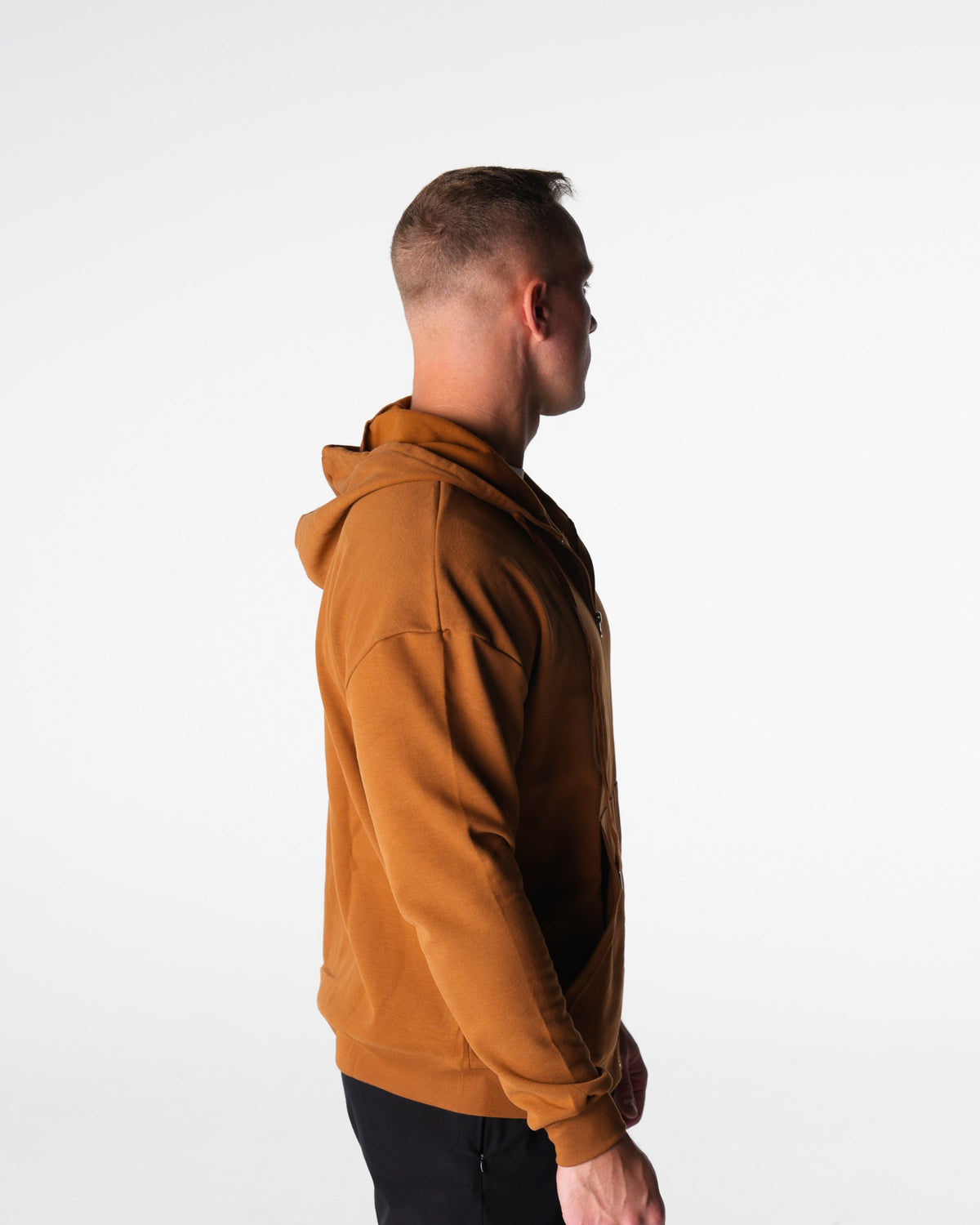 Men Copper Brown Elite Full Zip Hoodie | NVGTN