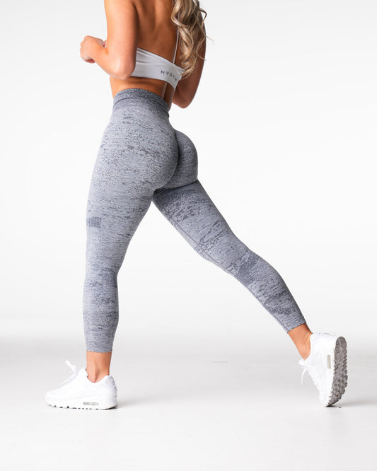 Women Grey Digital Seamless Leggings | NVGTN