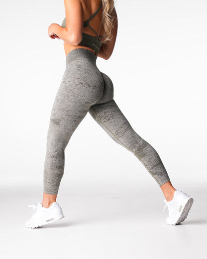 Women Khaki Green Digital Seamless Leggings | NVGTN