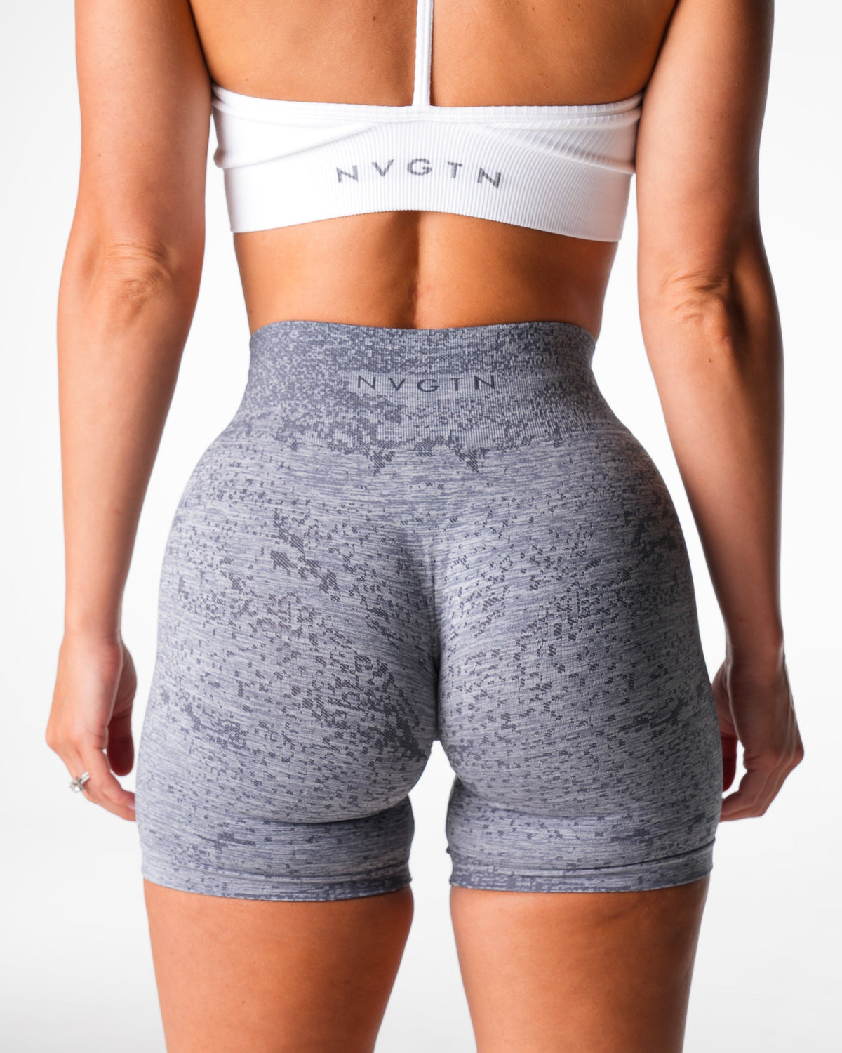 Women Grey Digital Seamless Shorts | NVGTN
