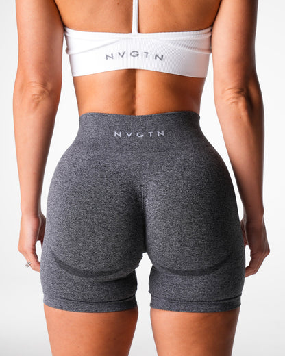 Women Black Speckled Mid Rise Contour Seamless Shorts | NVGTN