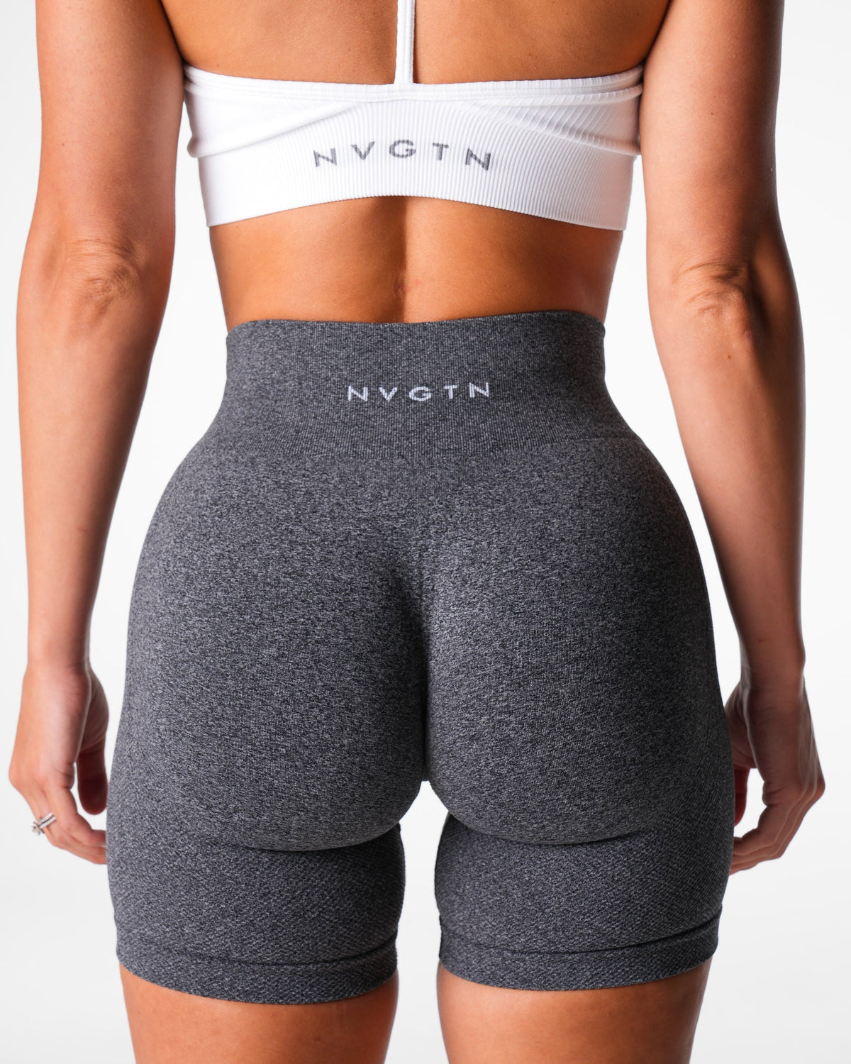 Women Black Speckled Lift Seamless Shorts | NVGTN