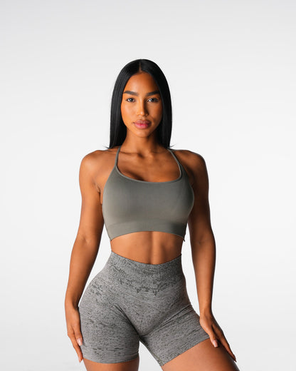 Women Khaki Green Invincible Seamless Bra | NVGTN