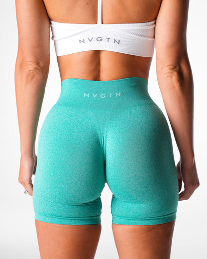 Women Turquoise Mid Rise Pro Seamless Shorts | NVGTN