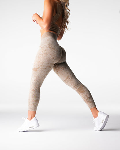 Women Beige Digital Seamless Leggings | NVGTN
