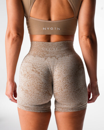 Women Beige Digital Seamless Shorts | NVGTN