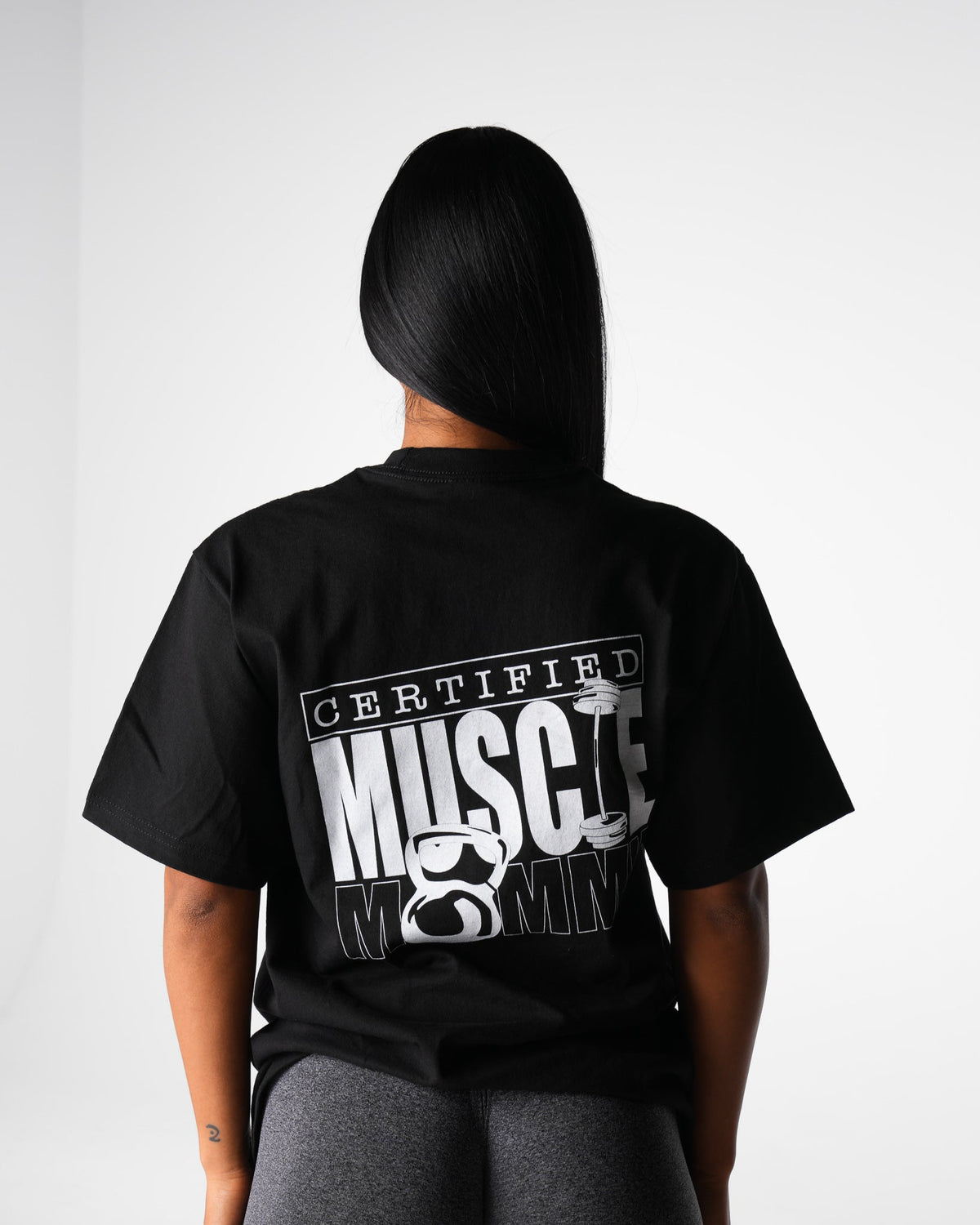Women Black Muscle Mommy Graphic Tee | NVGTN