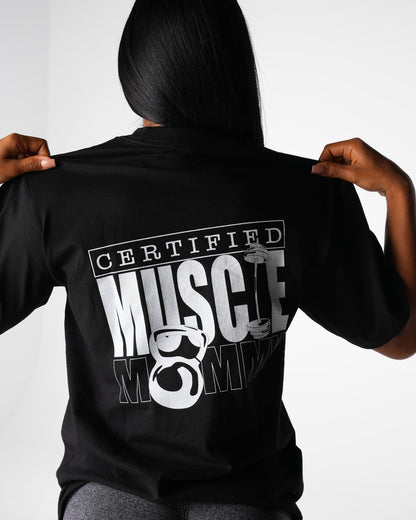 Women Black Muscle Mommy Graphic Tee | NVGTN