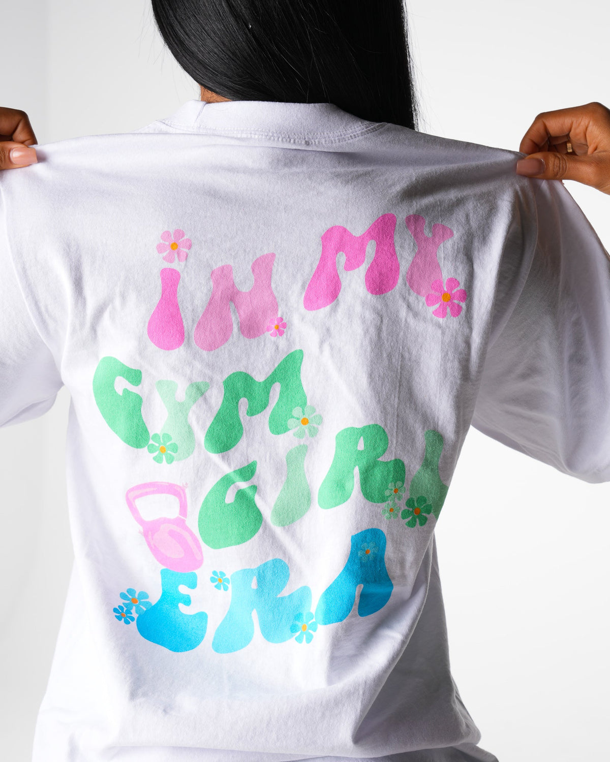 Women White Gym Girl Era Graphic Tee | NVGTN
