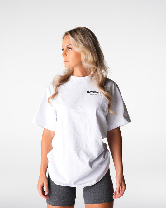 Women White Navigation Graphic Tee | NVGTN