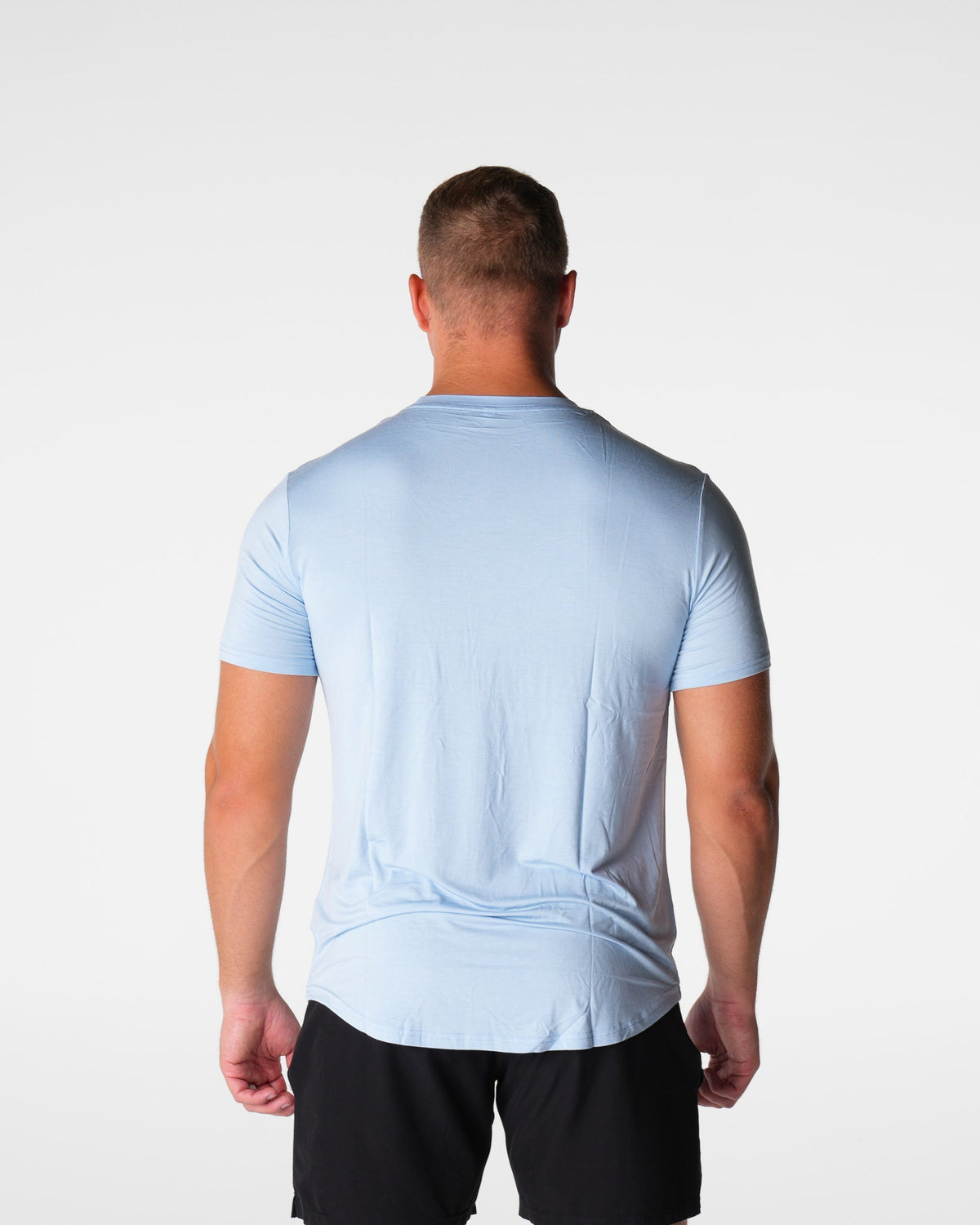 Men Sky Blue Tech Fitted Tee | NVGTN