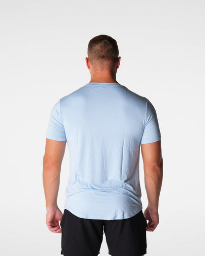 Men Sky Blue Tech Fitted Tee | NVGTN