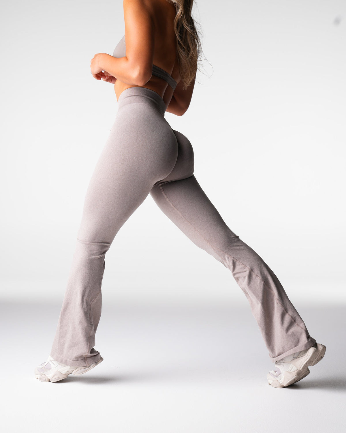 Women Taupe Iconic Seamless Flare Leggings | NVGTN