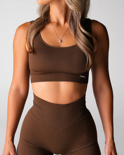 Women Hazelnut Harmony Ribbed Seamless Bra | NVGTN