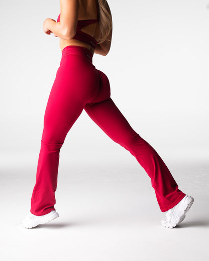 Women Ruby Red Effortless Flare Leggings | NVGTN