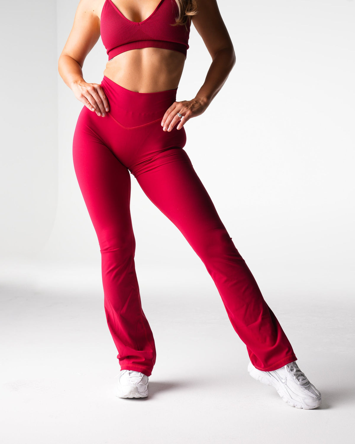 Women Ruby Red Effortless Flare Leggings | NVGTN