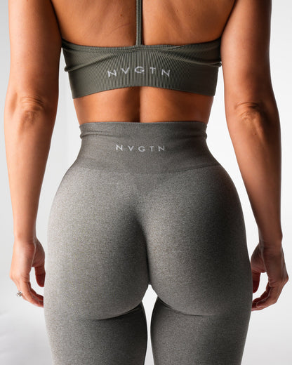 Women Khaki Green Iconic Seamless Flare Leggings | NVGTN