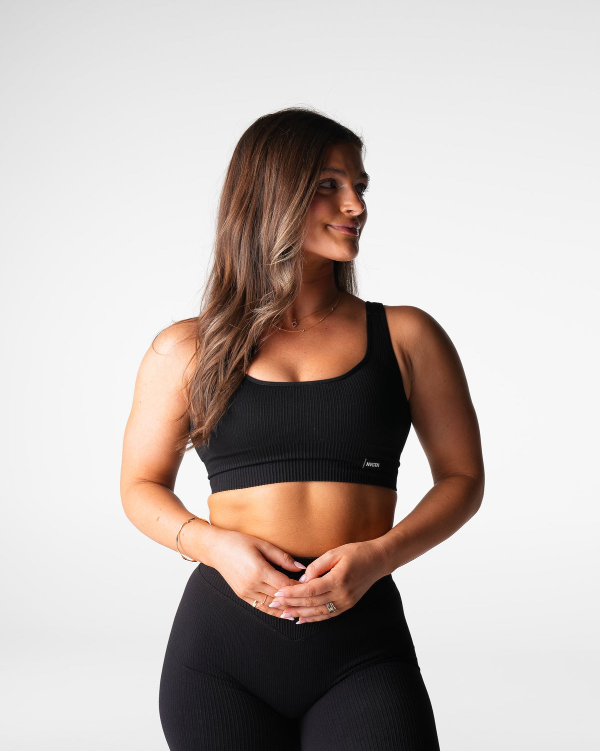 Women Black Harmony Ribbed Seamless Bra | NVGTN